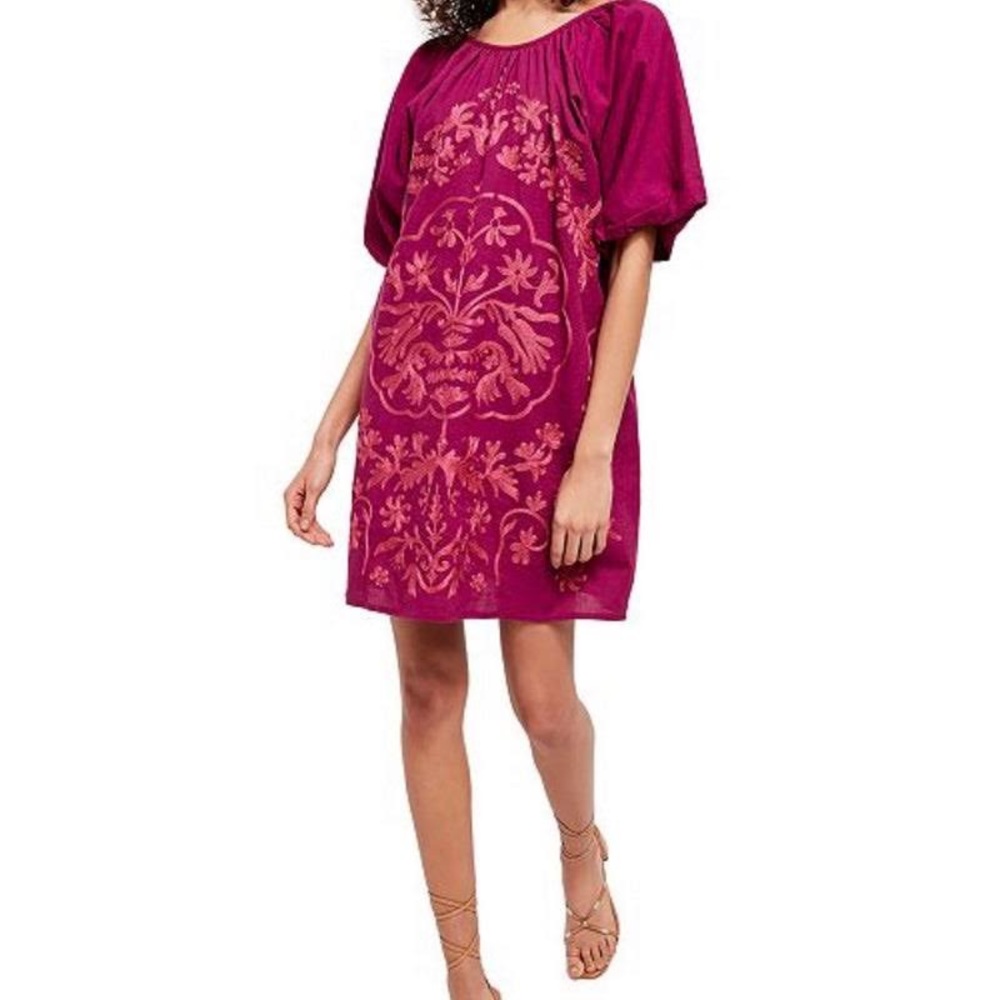 Free People Fiona Fuchsia Puff Sleeve Dress
